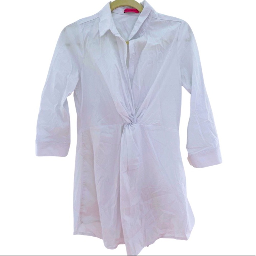 Size: M Maternity White Knot Front Blouse